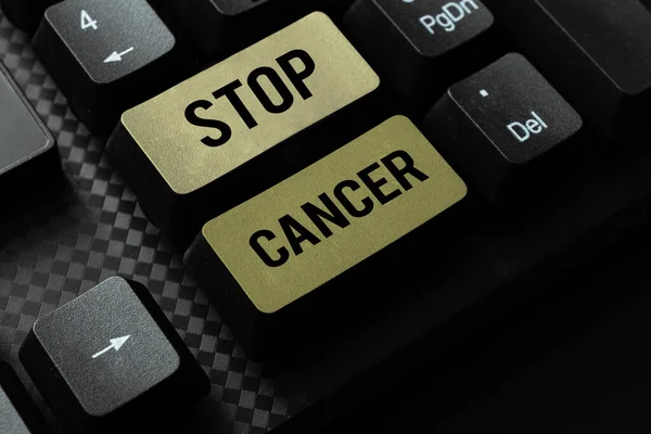 Inspiração Mostrando Sinal Stop Cancer Abordagem Negócios Evitar Crescimento Descontrolado — Fotografia de Stock