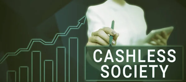 Inspiration Visar Tecken Cashless Society Business Showcase Finansiella Transaktioner Utförs — Stockfoto