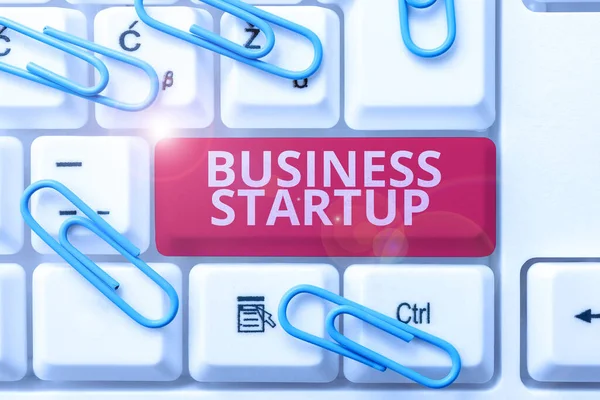 Ručně Psané Znamení Business Startup Business Showcase Během První Fáze — Stock fotografie