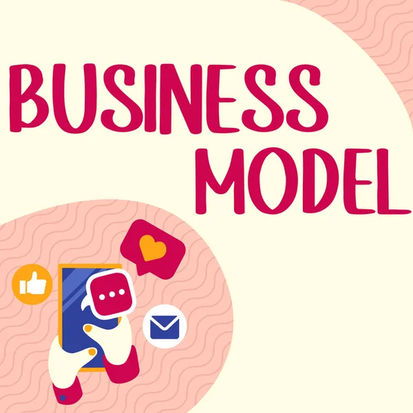 Textschild Mit Geschäftsmodell Konzeptionelles Fotomodell Das Zeigt Wie Ein Unternehmen — Stockfoto