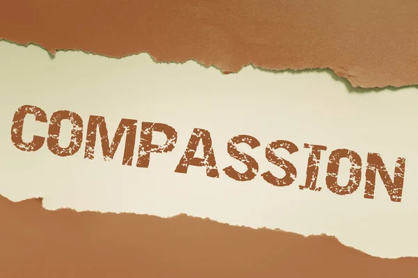 Znak Tekstowy Pokazujący Współczucie Koncepcja Internetowa Empatia Troska Ból Lub — Zdjęcie stockowe
