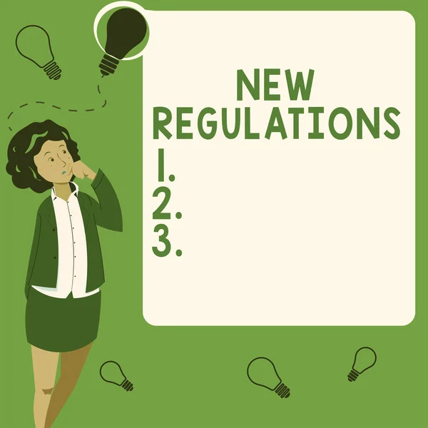Sign Displaying New Regulations Business Approach Latest Established Laws Enforced — Stock Photo, Image