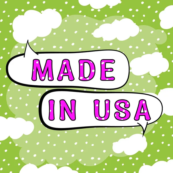 アメリカ製の文字を表示する文字を書く 概念的な写真アメリカのブランド米国製造ローカル製品 — ストック写真