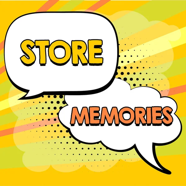 Handschrifttekst Store Memories Word Voor Een Proces Van Het Invoeren — Stockfoto