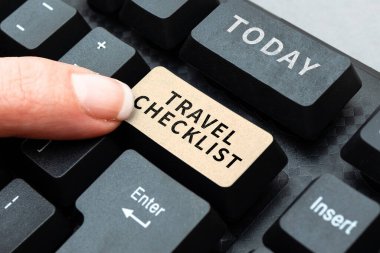 Kavramsal görüntüleme Seyahat Kontrol Listesi, İş Gösterimi Planlanan gezi için kontrol edilecek ya da yapılacak şeylerin listesi