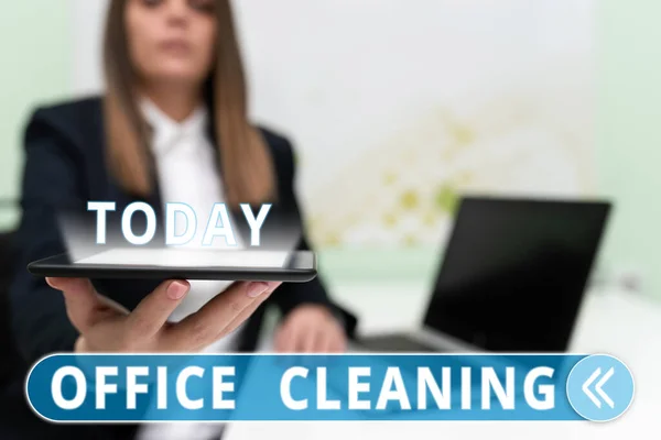 Text Som Visar Inspiration Office Cleaning Koncept Som Betyder Åtgärd — Stockfoto