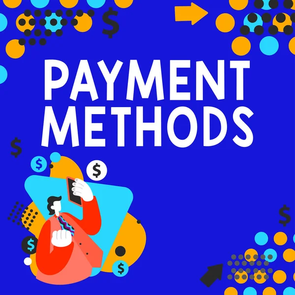 支払い方法 コンセプトを提示するテキストキャプション購入したサービスを補償するために使用されるいくつかの方法 — ストック写真