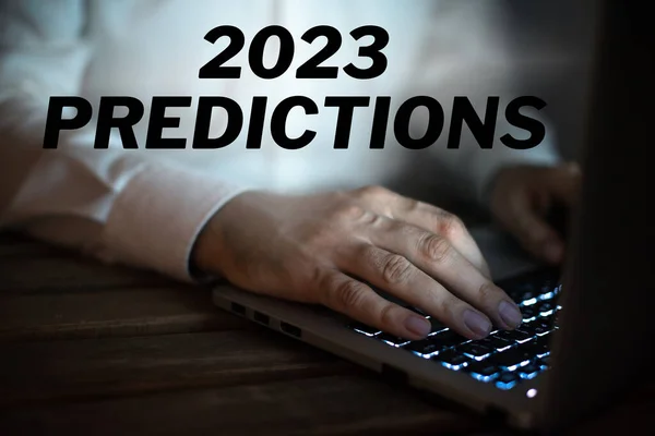 Inspiration Visar Tecken 2023 Förutsägelser Affärsidé Lista Över Saker Känner — Stockfoto