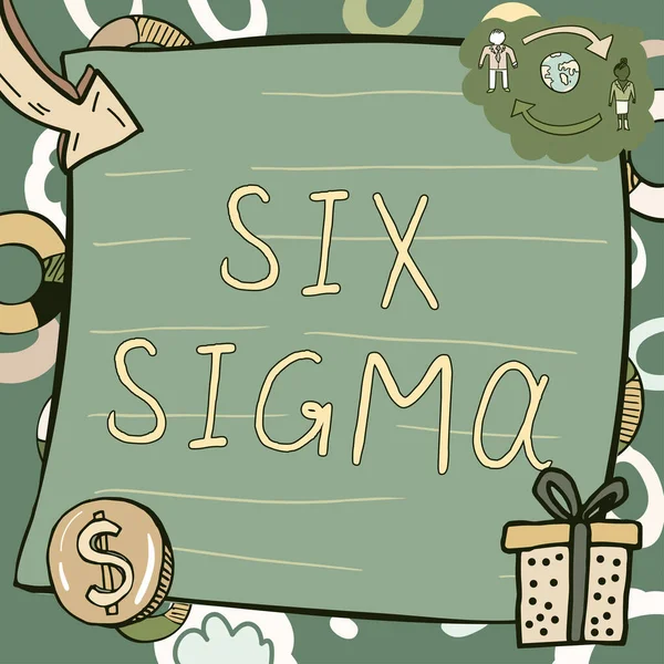 Signo Texto Que Muestra Six Sigma Concepto Que Significa Técnicas — Foto de Stock