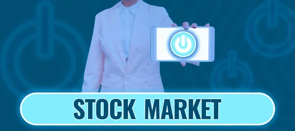 Skylt Som Visar Aktiemarknaden Word För Särskild Marknad Där Aktier — Stockfoto