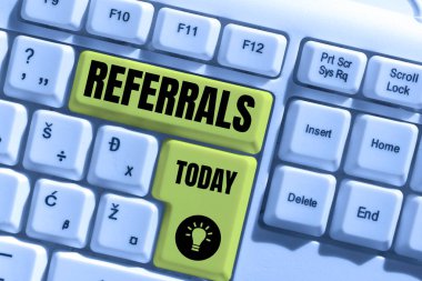 Referrals, Business approach act, action, ya da iş için birine atıfta bulunan metin işareti