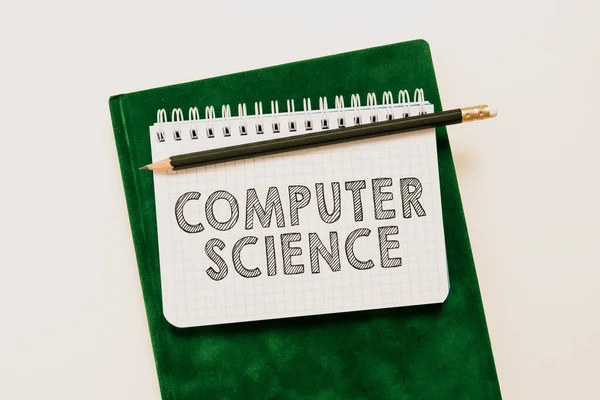 Ručně Psané Znamení Computer Science Slovo Pro Studium Počítačového Hardwaru — Stock fotografie