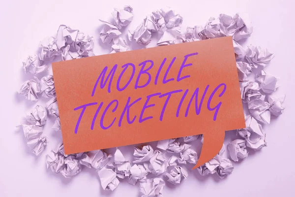 Εγγραφή Εμφάνισης Κειμένου Mobile Ticketing Business Overview Εισιτήρια Φτάνουν Μήνυμα — Φωτογραφία Αρχείου