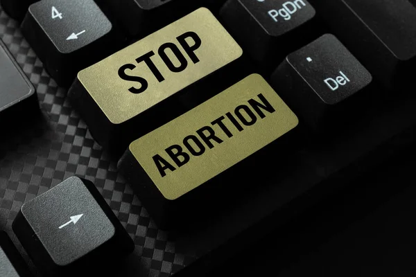 Inspiráció Mutató Jel Stop Abortusz Fogalmi Fotó Ellen Szóló Gyakorlat — Stock Fotó