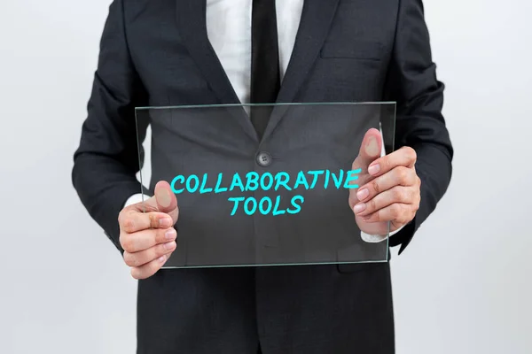 2016 Text Sign Showing Collaborative Tools Business Concept Private Social — 스톡 사진