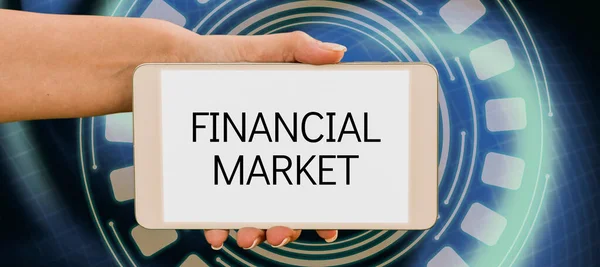 Skyltar Som Visar Finansmarknaden Affärsmetod Marknad Där Visar Handel Finansiella — Stockfoto