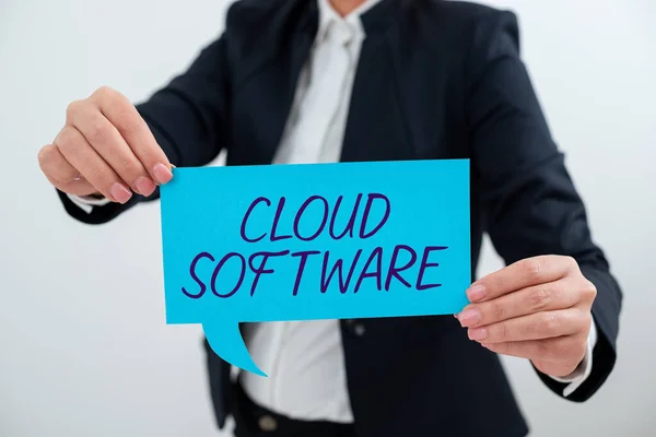 Concettuale Didascalia Cloud Software Concetto Significato Programmi Utilizzati Nella Memorizzazione — Foto Stock