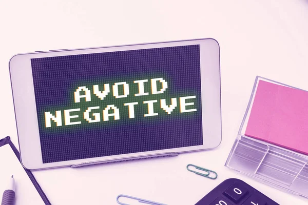 Tekstin Näyttäminen Vältä Negatiivista Business Overview Pysy Poissa Pessimistisestä Näyttelystä — kuvapankkivalokuva
