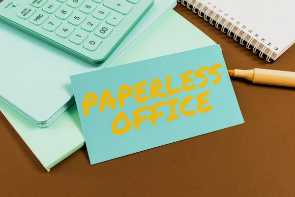 Texto Escritura Mano Paperless Office Word Work Environment Que Elimina —  Fotos de Stock
