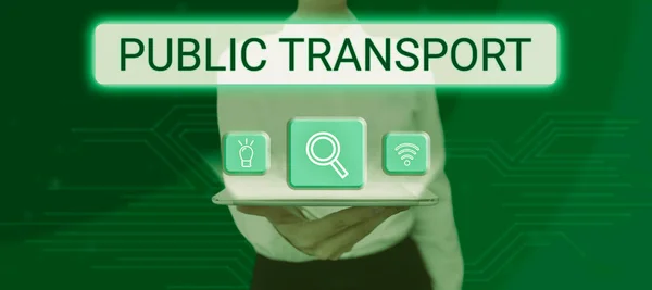 Conceptual display Public Transport, Internet Concept transport of passengers by group travel systems to public