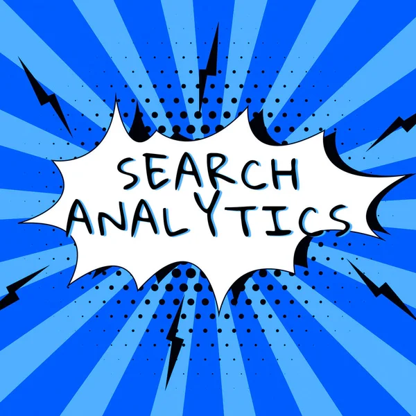 提供搜索分析和业务概述的文本标题调查网络搜索人员之间的特定交互 — 图库照片