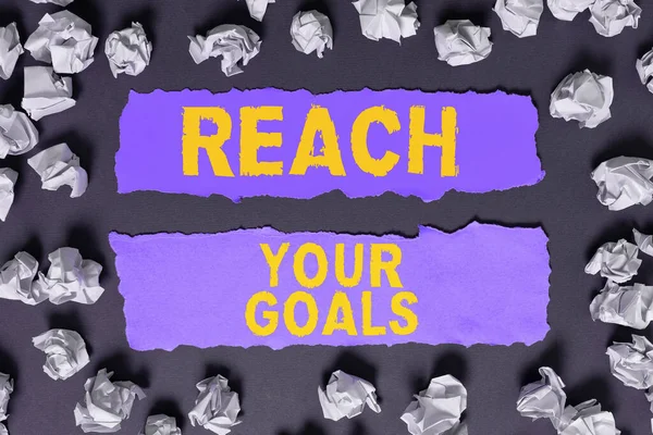 Text Sign Showing Reach Your Goals Word Written Business Success — Stock Photo, Image