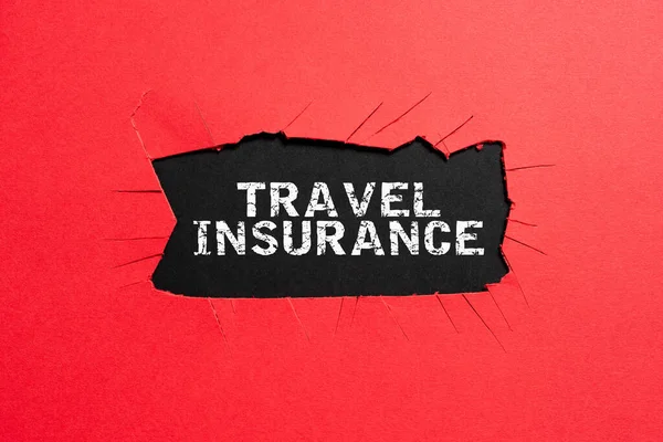 Έννοια Λεζάντα Travel Insurance Εννοιολογική Φωτογραφία Καλύπτει Κόστος Και Τις — Φωτογραφία Αρχείου