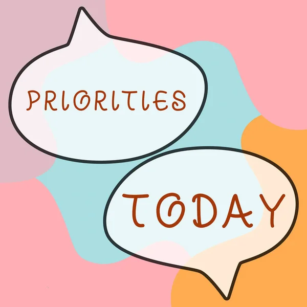 Text Bildtext Presenterar Prioriteringar Begreppet Mening Viktigare Det Faktum Eller — Stockfoto