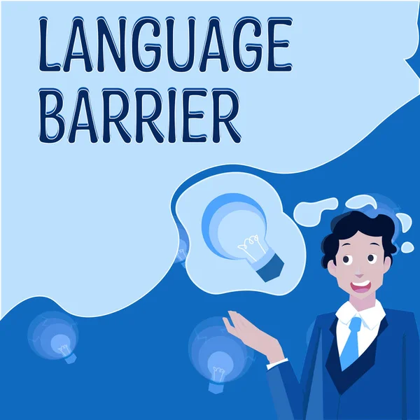 Podpis Koncepcyjny Bariera Językowa Trudności Komunikacji Biznesowej Mówienie Różnymi Językami — Zdjęcie stockowe