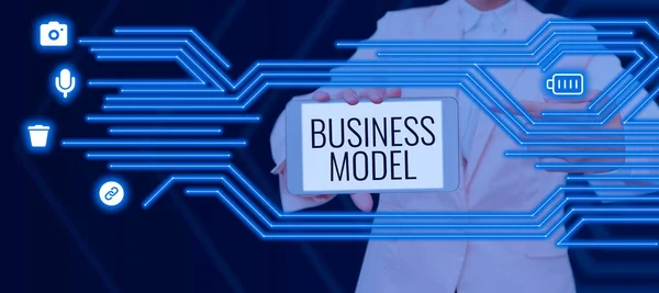 Χειρόγραφο Κείμενο Business Model Internet Concept Μοντέλο Που Δείχνει Πώς — Φωτογραφία Αρχείου