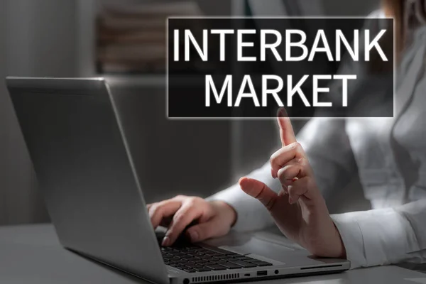 stock image Text sign showing Interbank Market, Business approach forex market where banks exchange different currencies