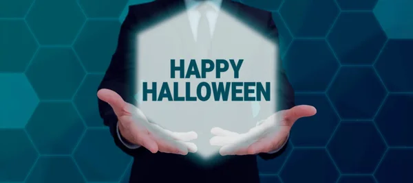 Exibição Conceitual Feliz Halloween Palavra Para Dia Relacionado Com Aspecto — Fotografia de Stock