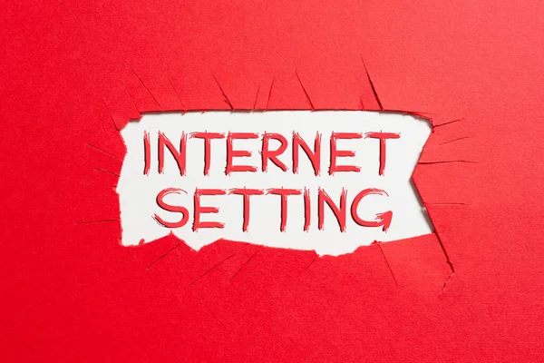 Signe Écriture Main Internet Setting Internet Concept Détermine Comment Connecte — Photo