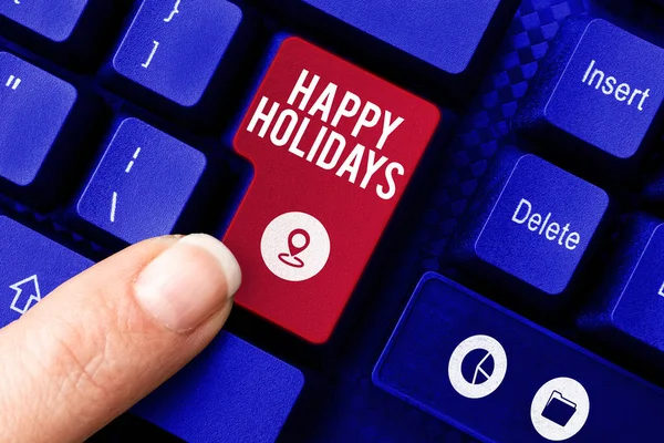 Logga Som Visar Happy Holidays Konceptuell Foto Hälsning Som Används — Stockfoto