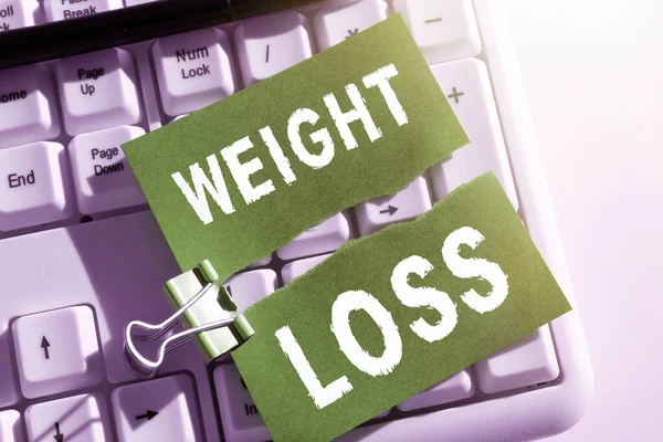Schreiben Von Textanzeigen Gewichtsverlust Konzeptionelle Foto Verringerung Der Körperflüssigkeit Muskelmasse — Stockfoto