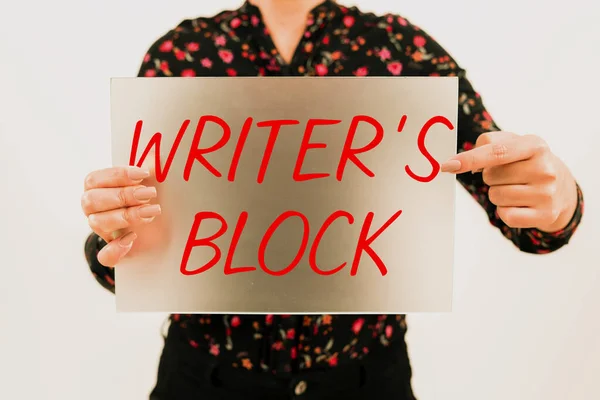 Znak Tekstowy Pokazujący Writers Block Koncepcja Biznesowa Warunek Niemożności Myślenia — Zdjęcie stockowe