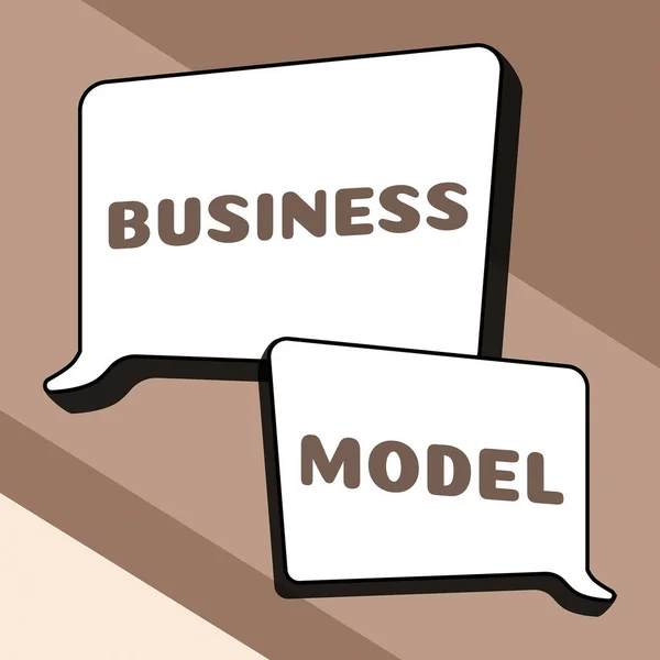 Schreiben Von Textanzeigen Geschäftsmodell Geschäftsmodell Das Zeigt Wie Ein Unternehmen — Stockfoto