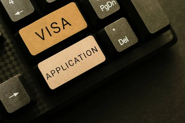 Visualización Conceptual Solicitud Visa Palabra Escrito Proceso Obtención Permiso Entrada — Foto de Stock