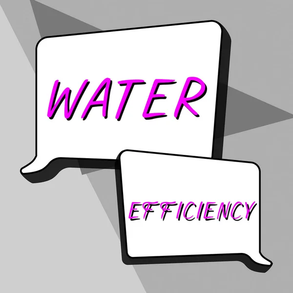 Handschriftliches Zeichen Wassereffizienz Wort Zur Verringerung Der Wasserverschwendung Durch Messung — Stockfoto