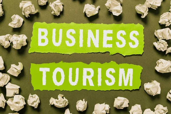 Sign Exibindo Turismo Negócios Atividade Visão Geral Negócios Deixar Lugar — Fotografia de Stock