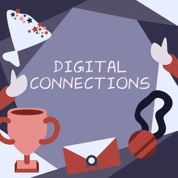 Znak Ręcznego Pisania Digital Connections Concept Oznacza Wirtualną Sieć Łączącą — Zdjęcie stockowe