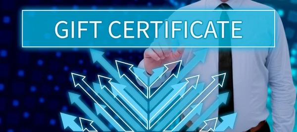 Подарочный Сертификат Сертификат Internet Concept Дающий Право Получателю Получение Товара — стоковое фото