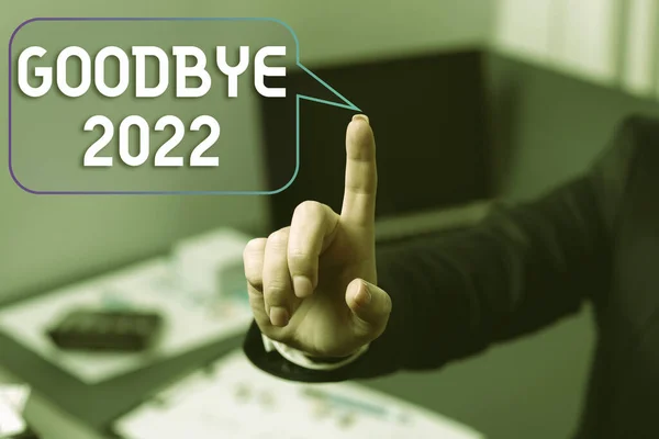 Hand Writing Sign Goodbye 2023 Business Showcase Καλά Χριστούγεννα Χαιρετισμός — Φωτογραφία Αρχείου