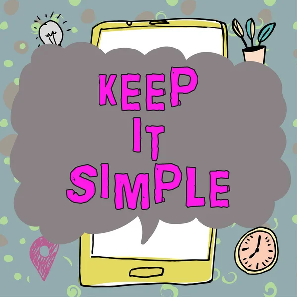 Textový Nápis Zobrazující Keep Simple Business Idea Snadné Přehazování Srozumitelné — Stock fotografie