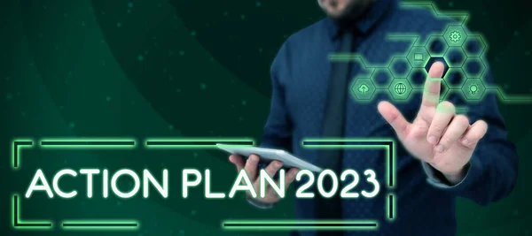 Affichage Conceptuel Plan Action 2023 Approche Opérationnelle Pour Faire Liste — Photo