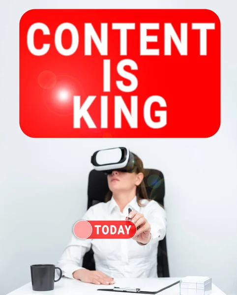 Inspiration showing sign Content Is King, Business approach Content is the heart of todays marketing strategies
