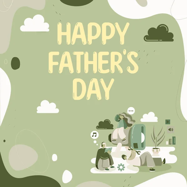 Logga Och Visa Happy Fathers Day Internet Koncepttid Året För — Stockfoto
