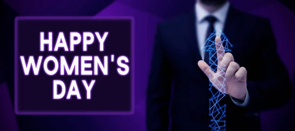 Skriva Visning Text Happy Womens Day Konceptuella Foto För Att — Stockfoto