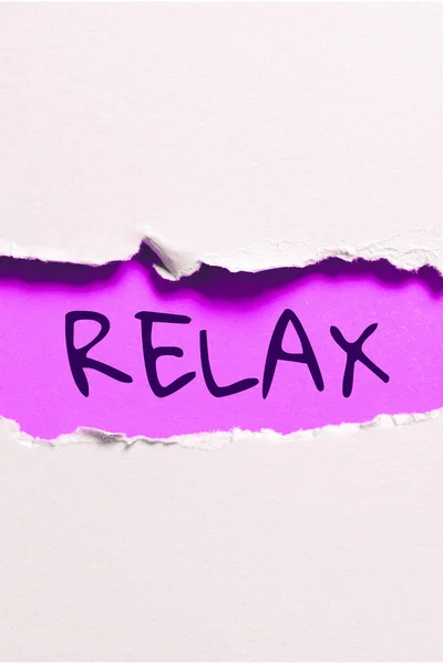 Szöveg Felirat Bemutató Relax Koncepció Jelentése Hogy Vagy Kevésbé Feszült — Stock Fotó