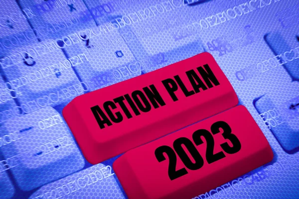 Χειρόγραφο Κείμενο Σχέδιο Δράσης 2023 Word List Contain Things Done — Φωτογραφία Αρχείου